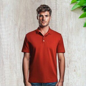 DOCKERS -- Man's Polo Shirt, Solid Orange, Button Collar, Extra Extra Large